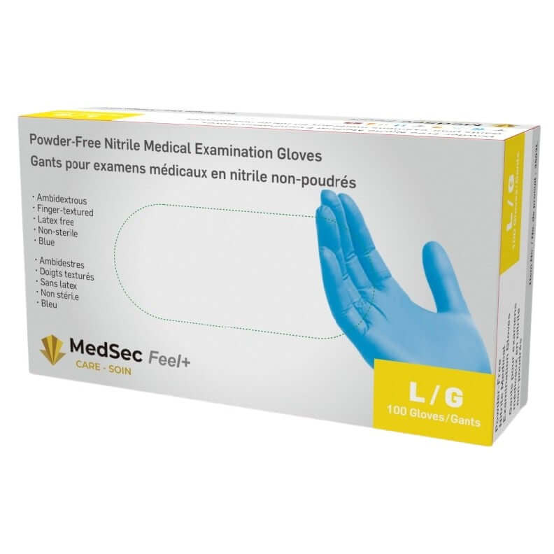 Feel + Gants d'examen médical en nitrile 3 mil (boîte de 100) - MedSecare