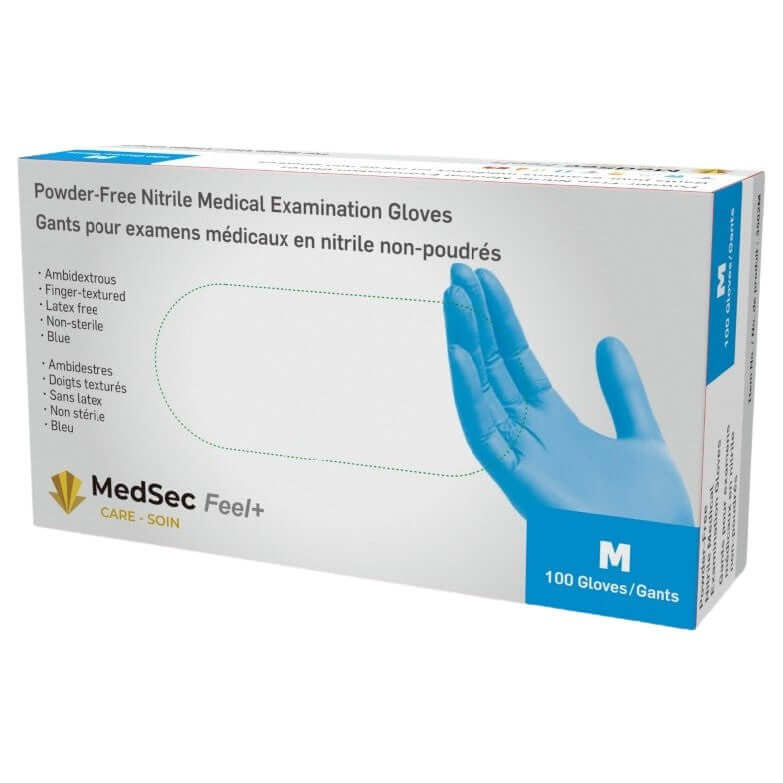 Feel + Gants d'examen médical en nitrile 3 mil (boîte de 100) - MedSecare