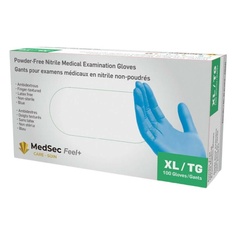 Feel + Gants d'examen médical en nitrile 3 mil (boîte de 100) - MedSecare