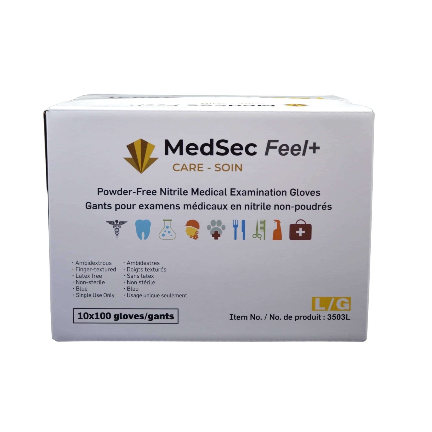 Feel+ Gants d'examen médical en nitrile 3 mil (caisse de 1000) - MedSecare