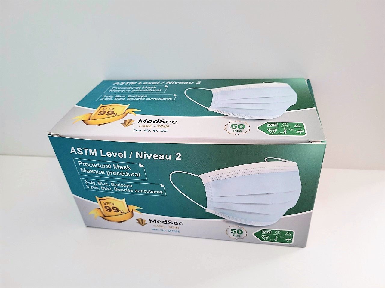 Masques ASTM - Niveau 2 bleu (boîte de 50) - MedSecare