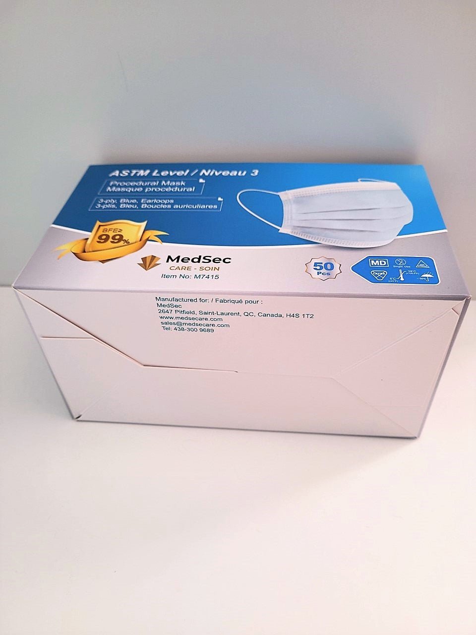 Masques ASTM - Niveau 3 bleu (boîte de 50) - MedSecare