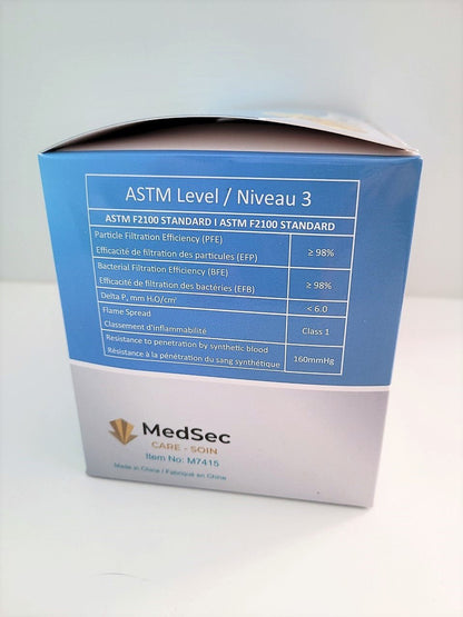 Masques ASTM - Niveau 3 bleu (boîte de 50) - MedSecare