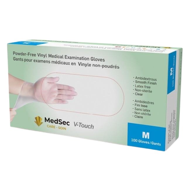 V-Touch - Gants d'examen médical en vinyle claire 4 mil (boîte de 100) - MedSecare