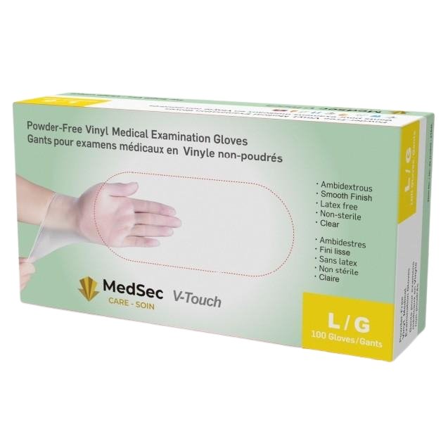 V-Touch - Gants d'examen médical en vinyle claire 4 mil (caisse de 1000) - MedSecare